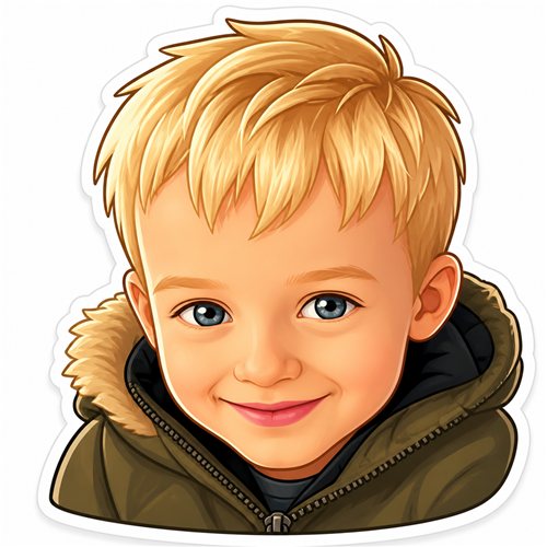 the same photo of Finley redrawn as a friendly cartoon picture